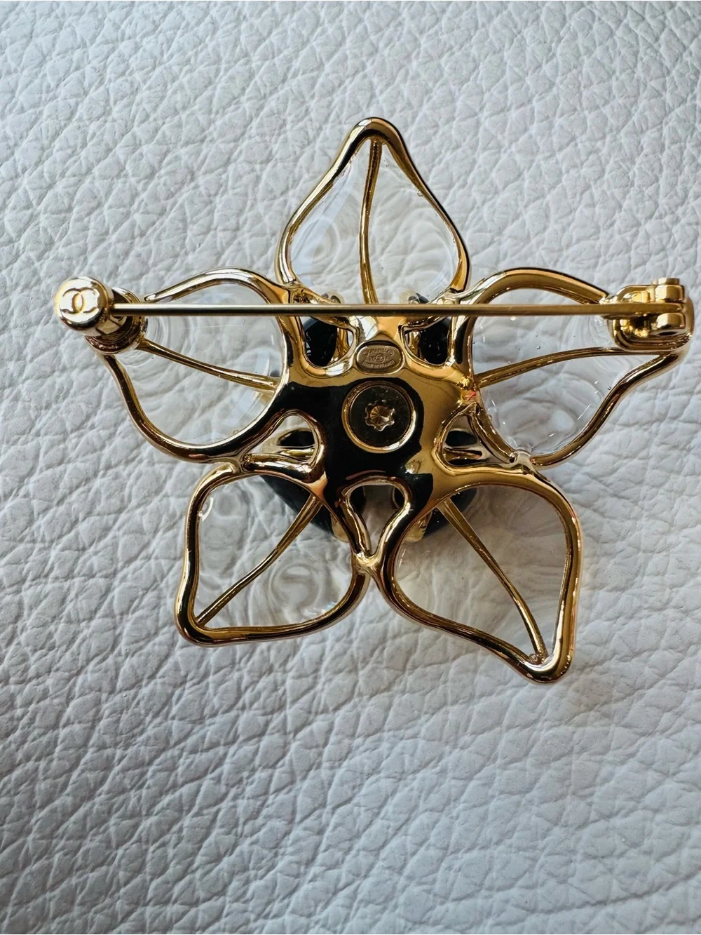 CHANEL New 2026 Black, Clear and Gold Camellia Brooch